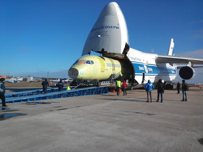 Volga-Dnepr An-124 Delivers Superjet 100 Fuselage to Zhukovsky for Service Life Tests