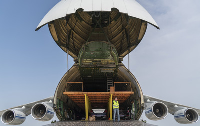 Volga-Dnepr An-124-100 delivers 30 Mercedes vehicles to Angola for new President’s inauguration ceremony